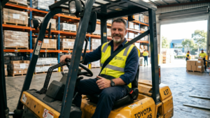 mature forklift operator
